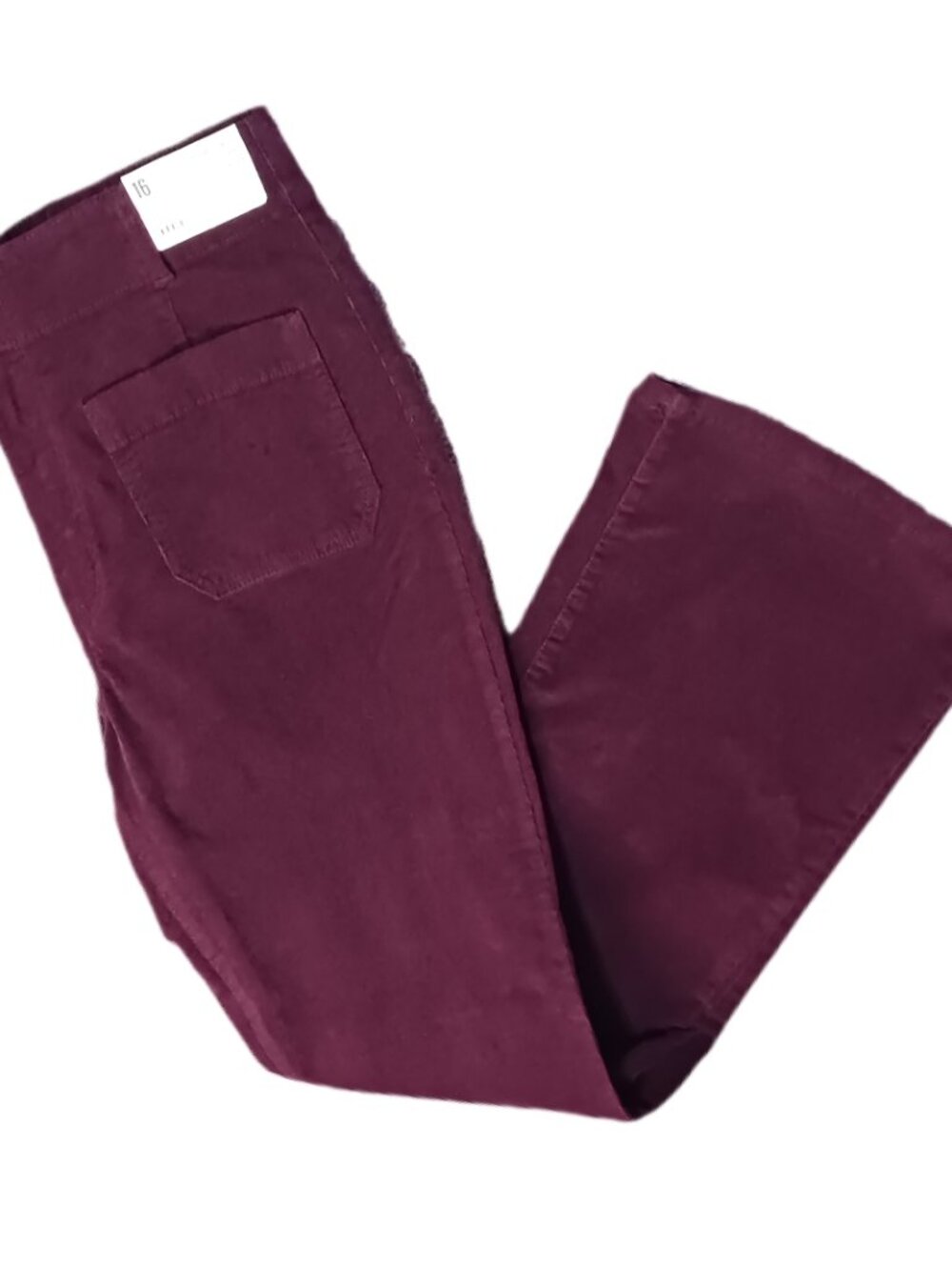 ana Womens Size 16 Jean Corduroy Burgundy High Rise Flare Fitted Hip